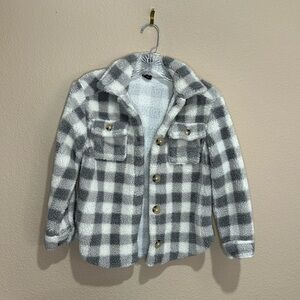 ART CLASS Girls’ Buffalo Plaid Sherpa Shacket, Size 8